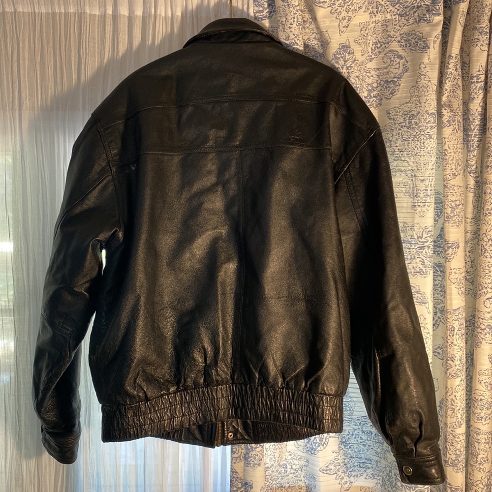 Ash Creek Trading Black Leather Jacket Heavy Duty Outdoor Coat Size Large - Picture 3 of 10